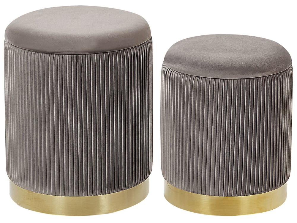 Pouf Aus Samtstoff L35 31 Cm, Grau