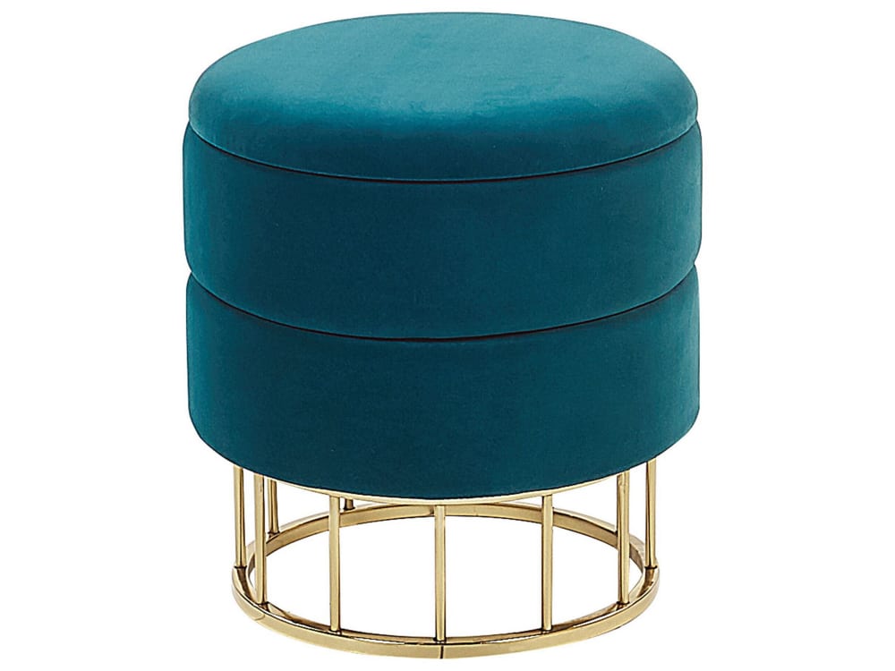 pouf en tissu bleu 37x42cm