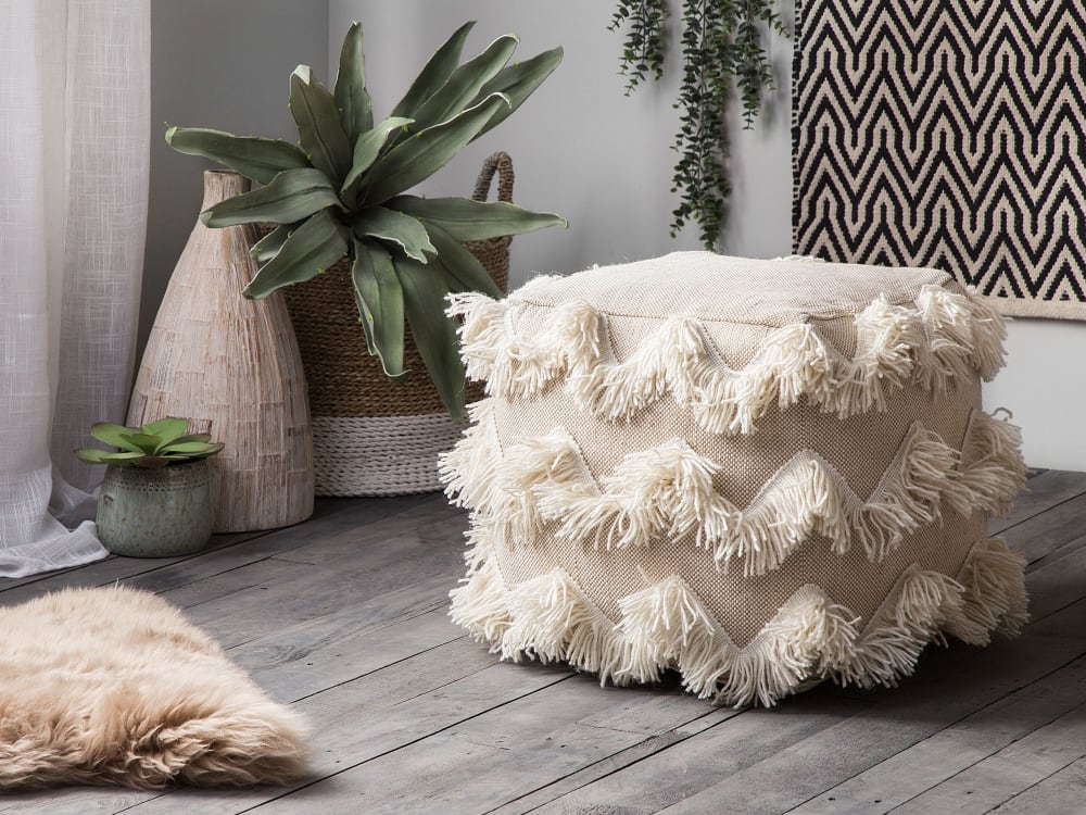 Pouf aus Baumwolle, Wolle L40 cm, beige - Maisons Du Monde