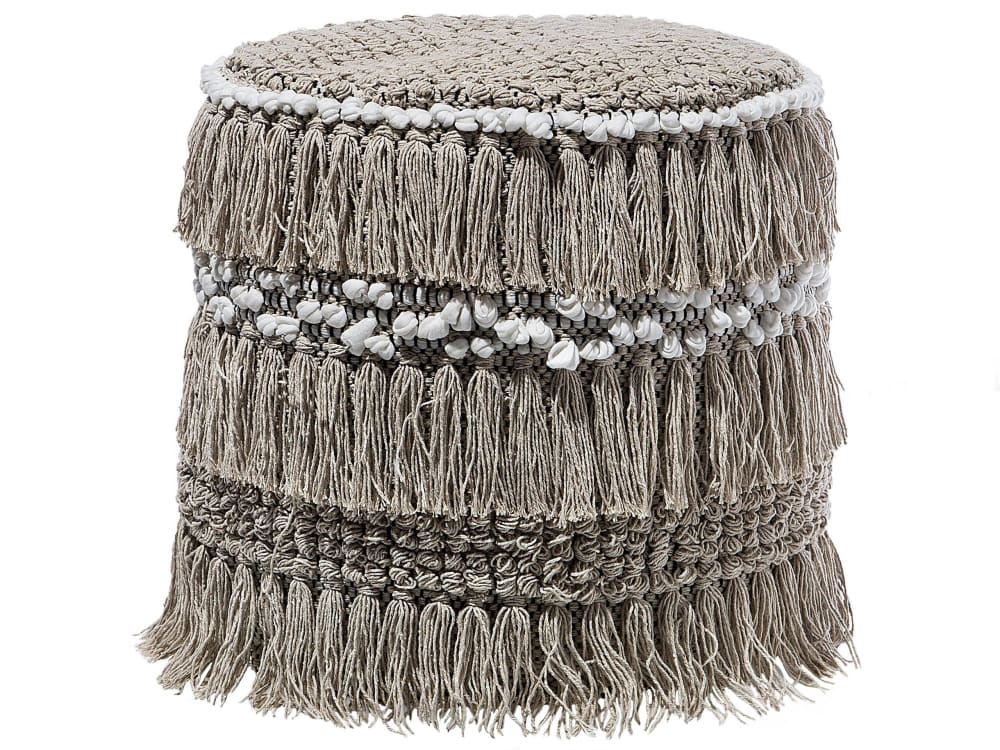 pouf en tissu beige 44x43cm