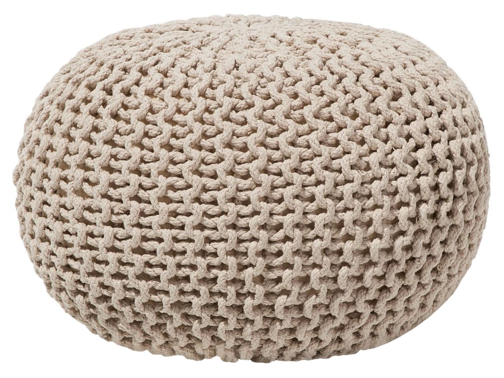 Pouf en tissu beige 40x25cm — Beyit
