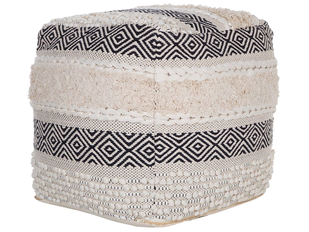 Pouf en tissu beige 45x45cm