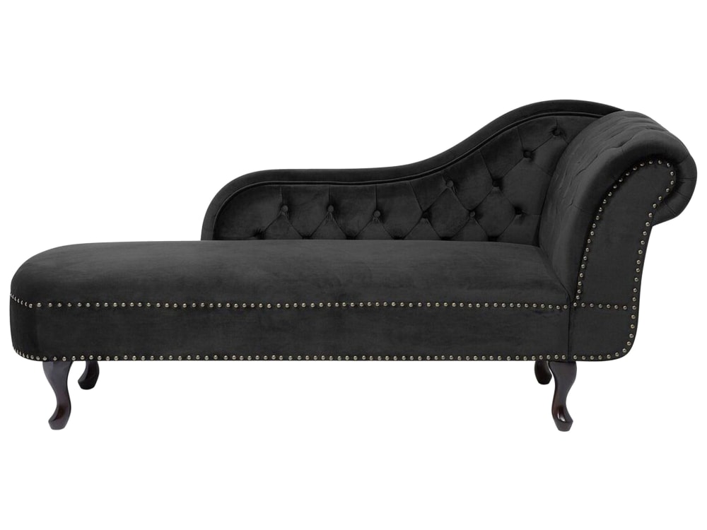 Beliani Chaiselongue aus Samtstoff, schwarz style classic chic - Samt