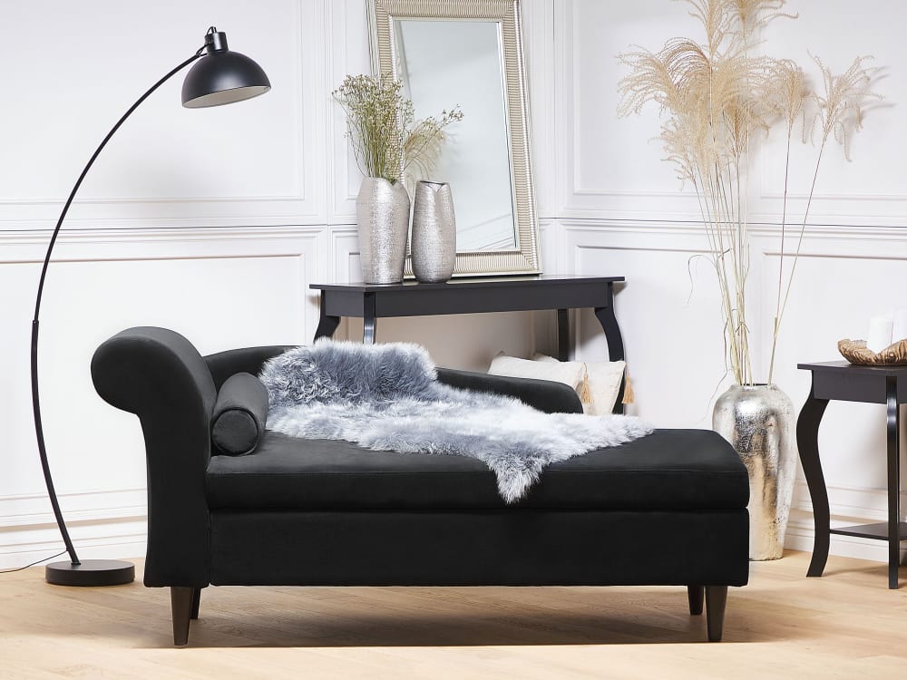 Chaiselongue aus Samtstoff, schwarz - Maisons Du Monde