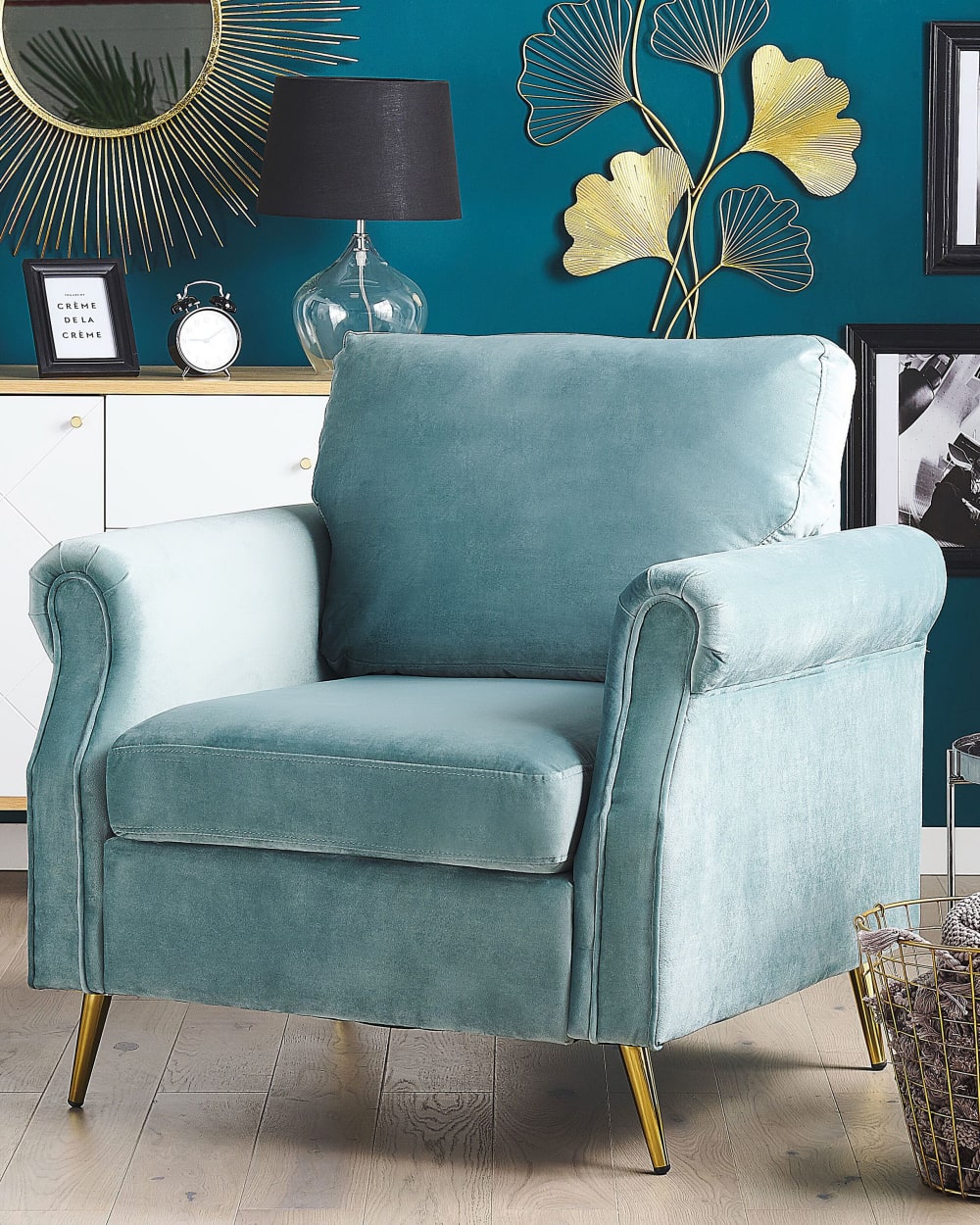 Fauteuil en velours vert h90