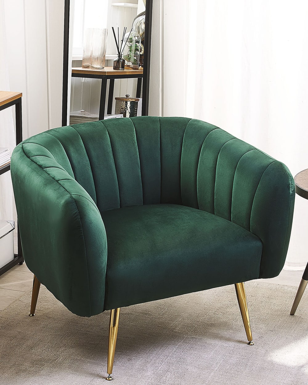 Fauteuil en velours vert h70