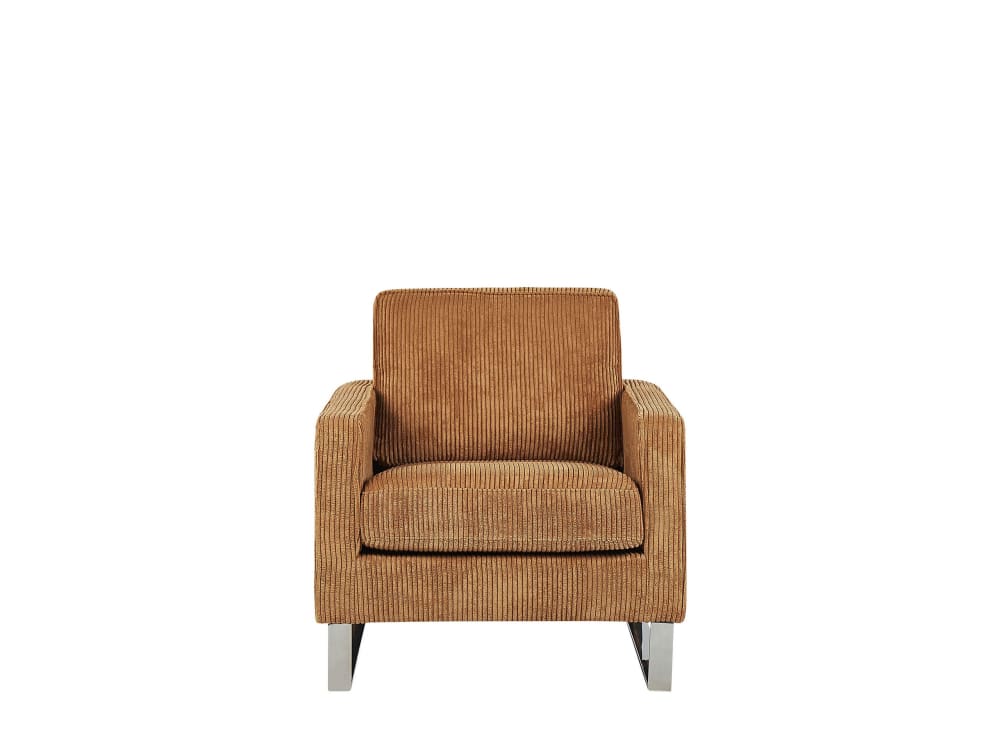 Fauteuil en velours côtelé marron H82