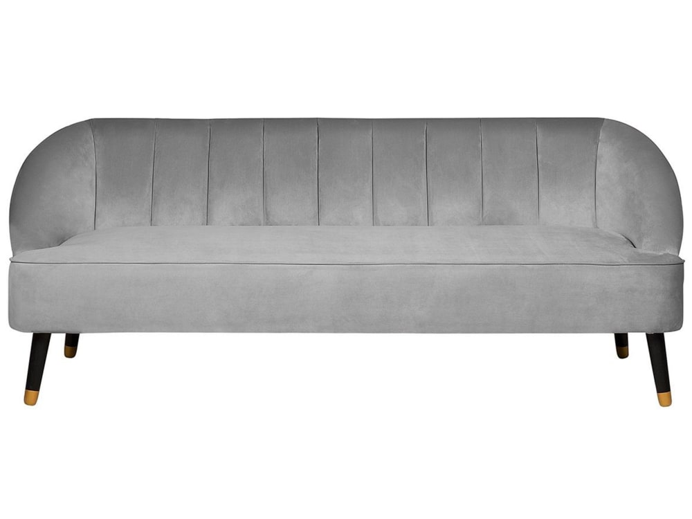 3-Sitzer Sofa 3 Personen Aus Samtstoff, Grau
