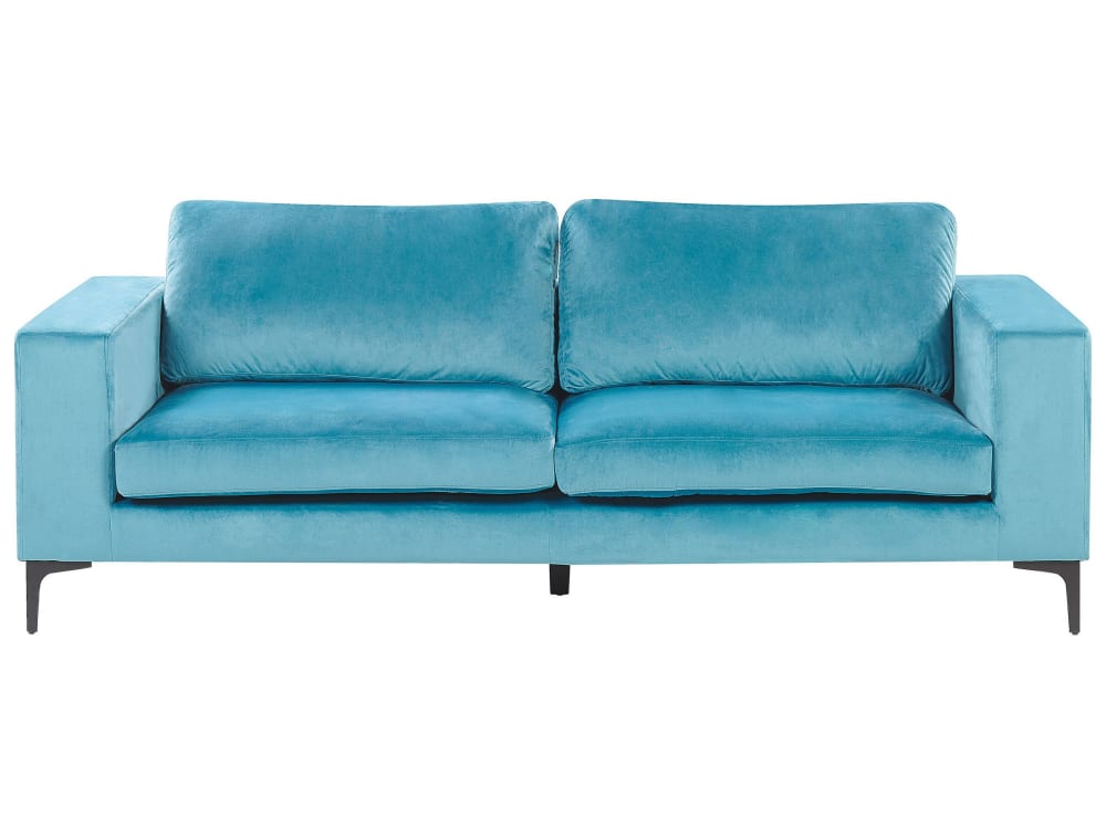 3-Sitzer Sofa 3 Personen Aus Samtstoff, Blau