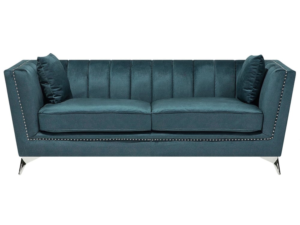 Canapé 3 places 3 personnes en velours bleu Canapé 3 places 3 personnes en velours bleu
