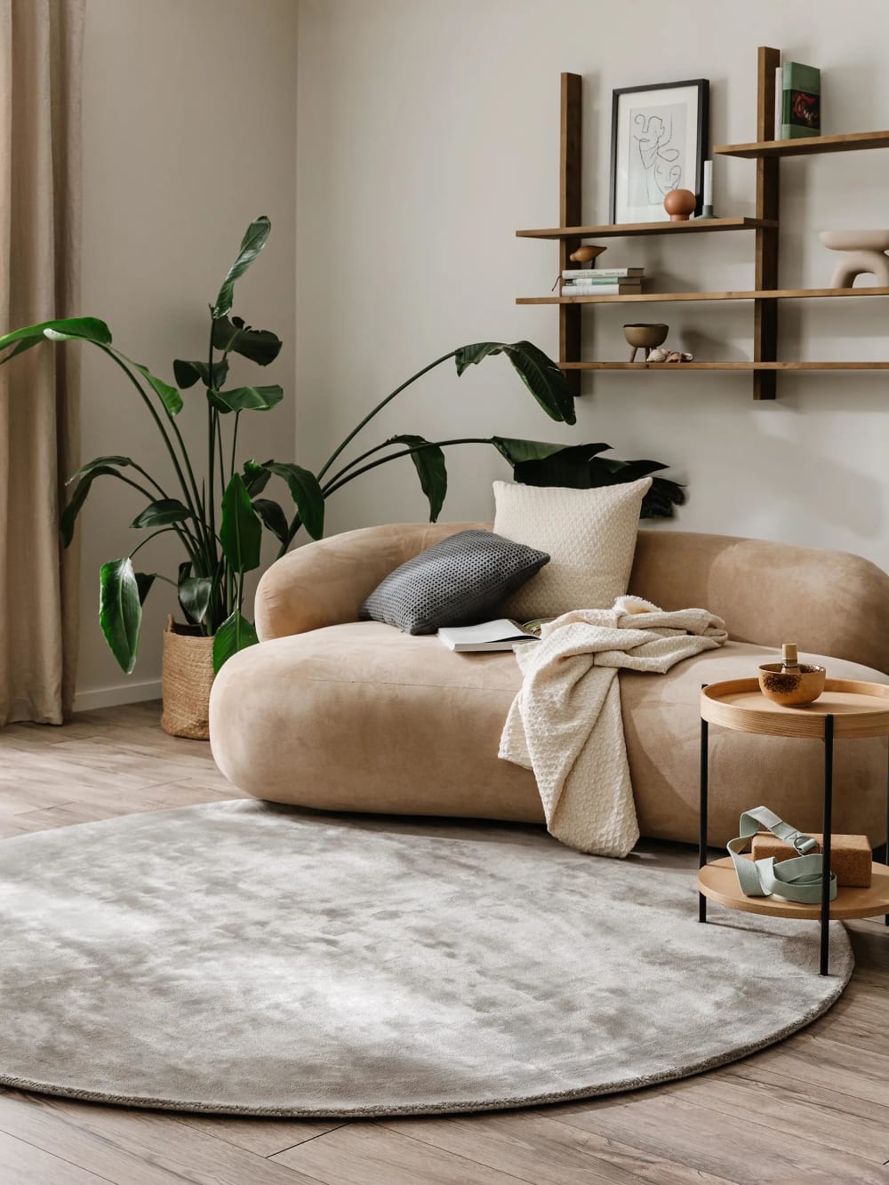 Tapis en viscose rond gris D 160 — vue 3
