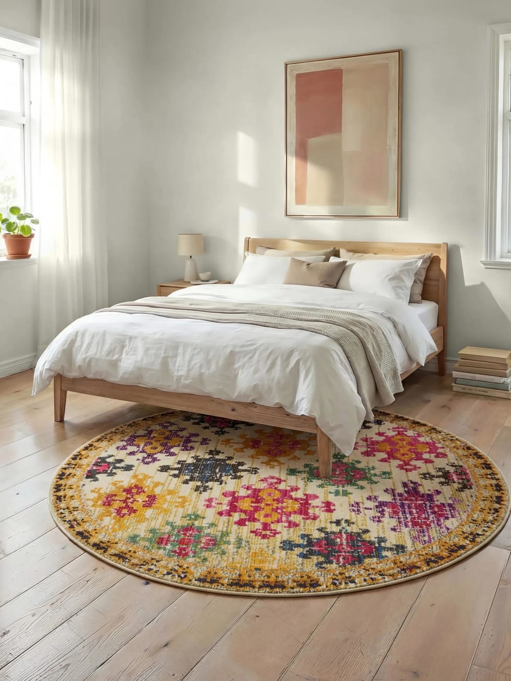 Tapis multicouleur/beige D 120 rond — vue 3