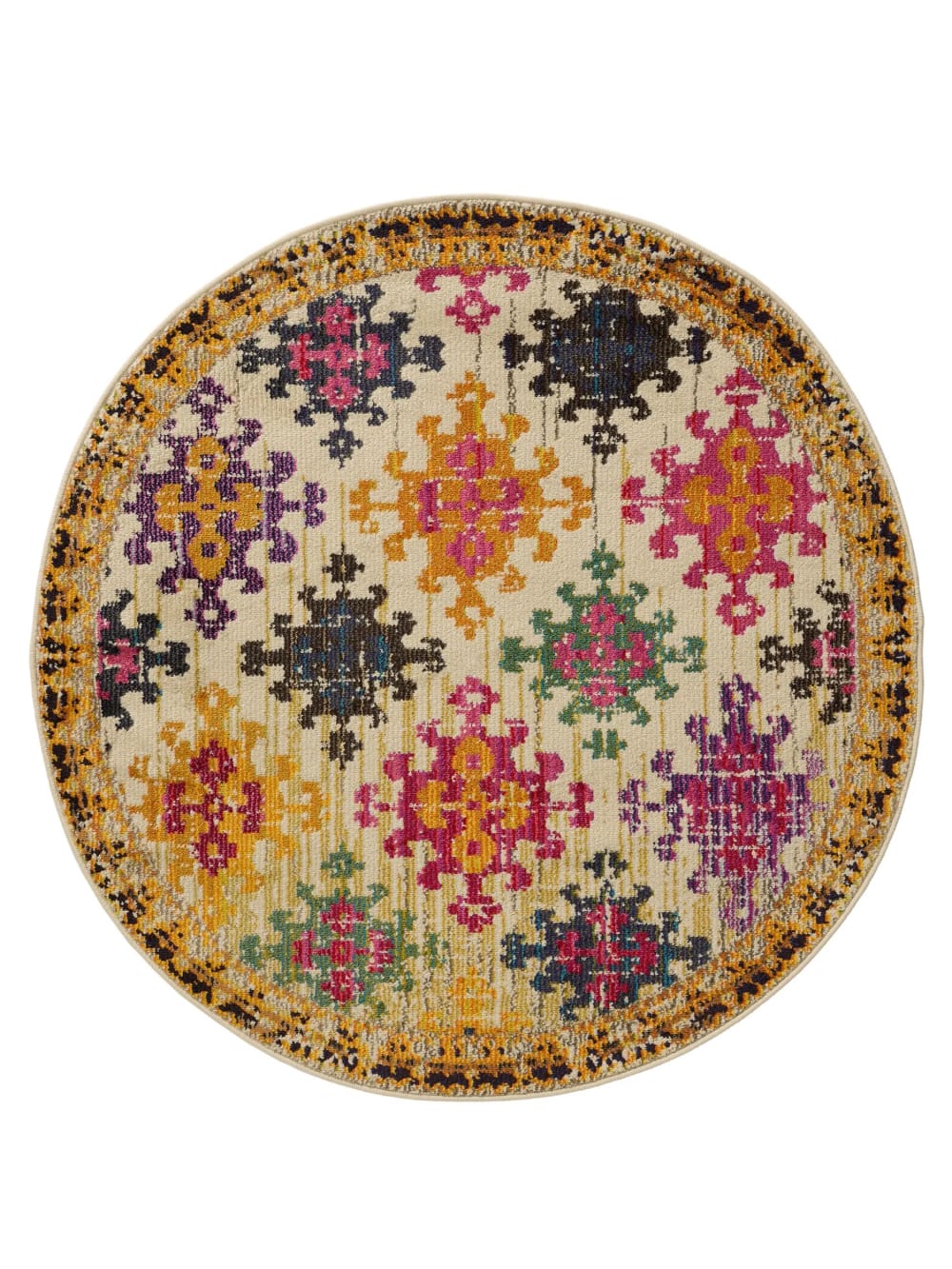 Tappeto multicolor/beige ø 120 rotondo - Benuta