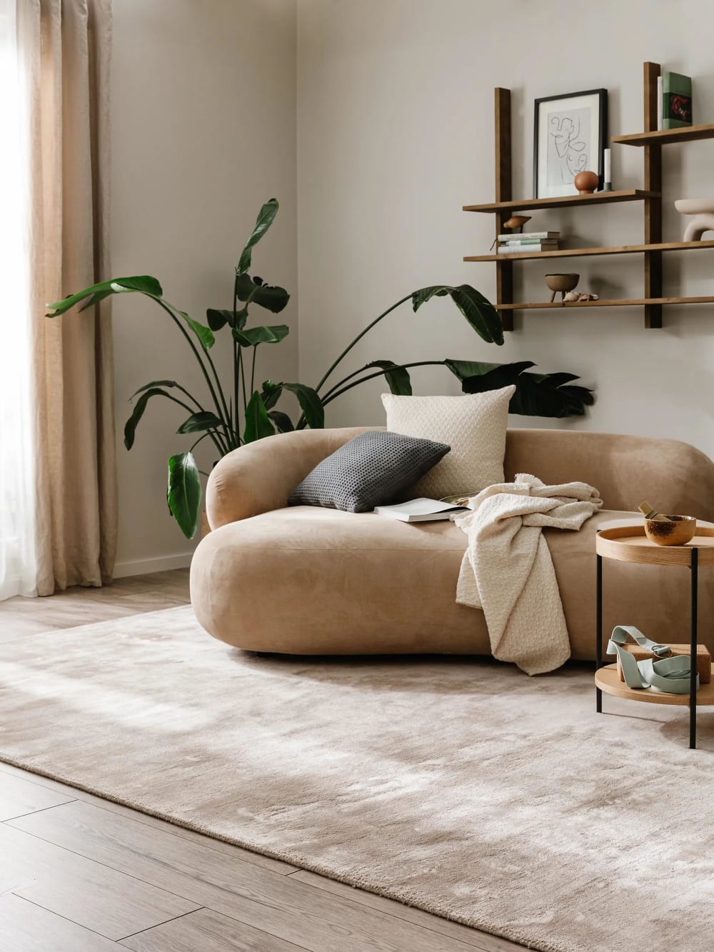 Tapis en viscose taupe 120x170 — vue 3