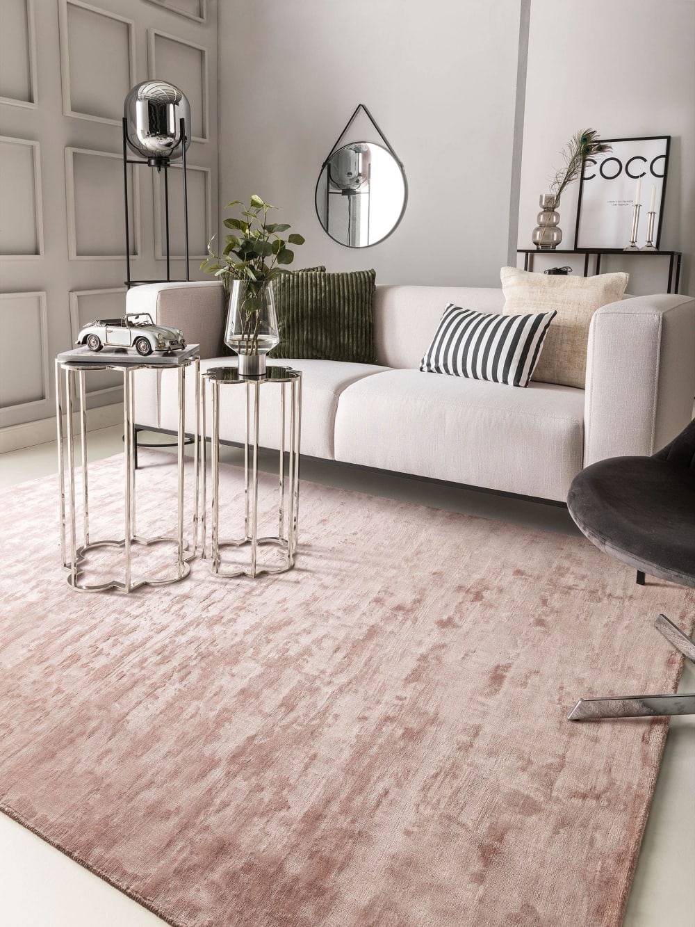Tapis en viscose rose 200x300