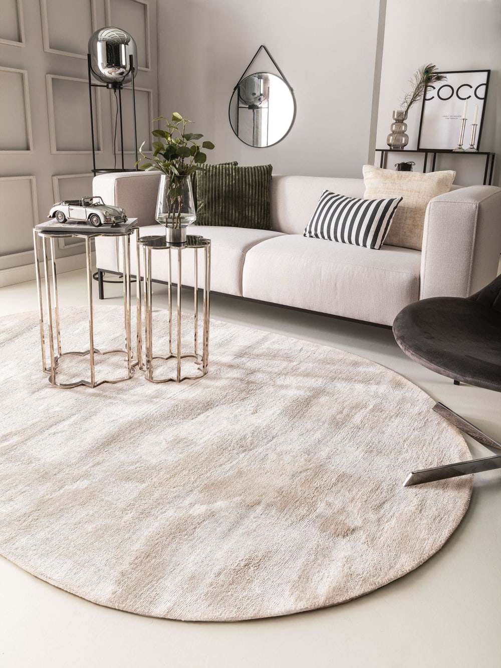 Alfombra viscosa oval ivory 150x230 - Maisons du Monde