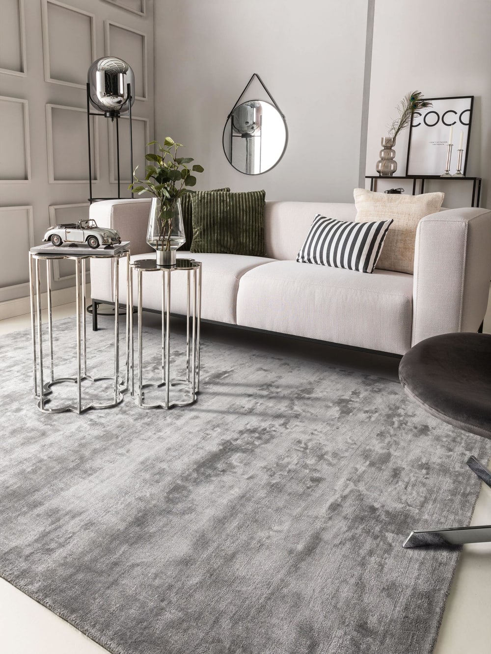 Tappeto in viscosa grigio 160x230 - Benuta