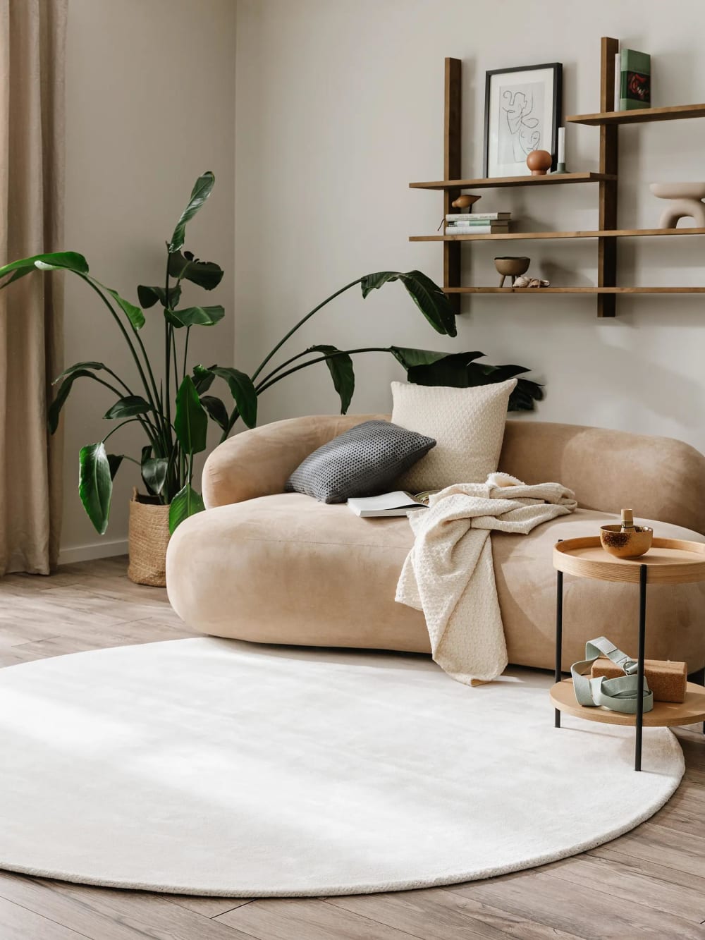 Tapis en viscose rond ivory D 160