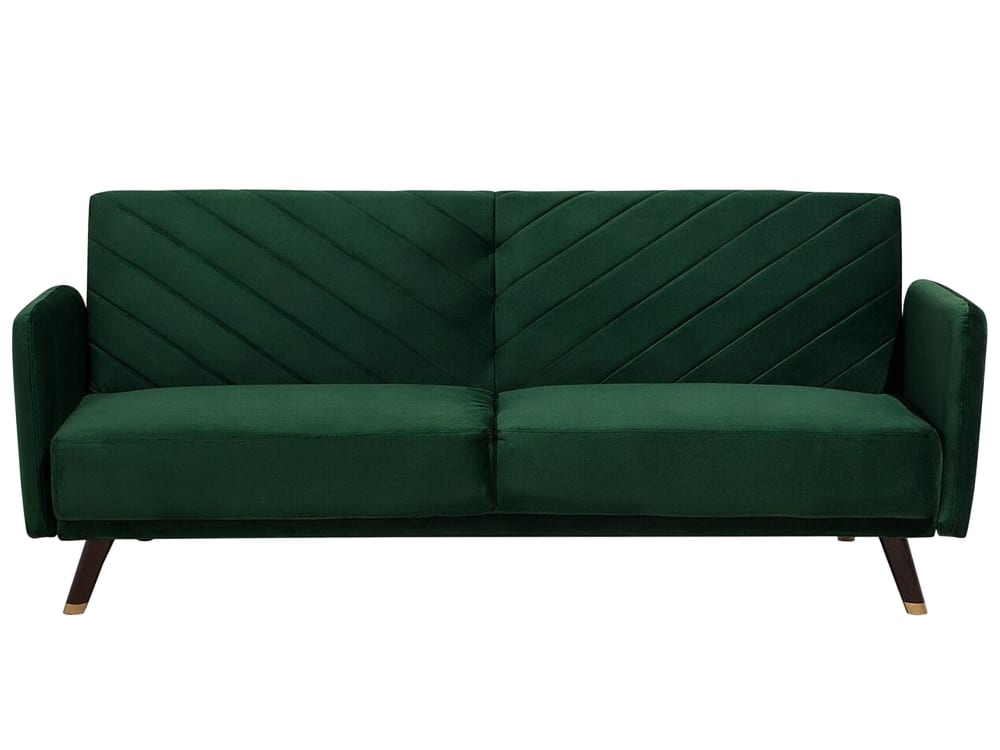 Schlafsofa 3 Personen Aus Samtstoff, GrüN