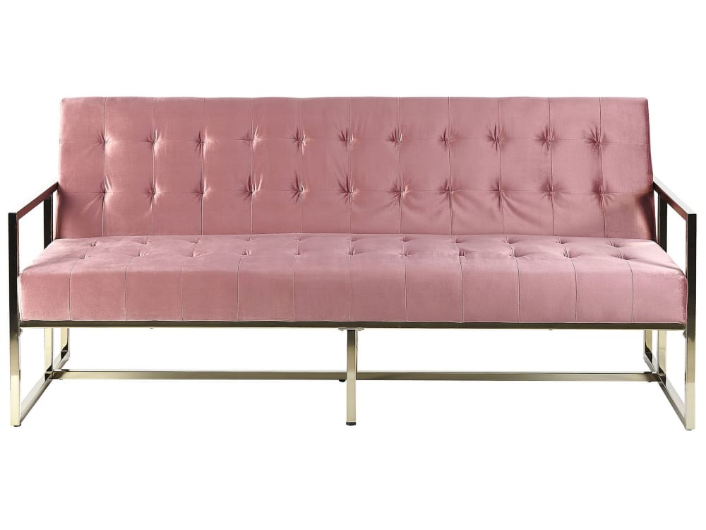 Canapé-lit 3 places - velours rose