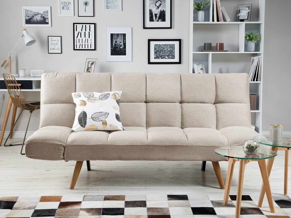 Schlafsofa 2 Personen aus Stoff, beige - Maisons Du Monde