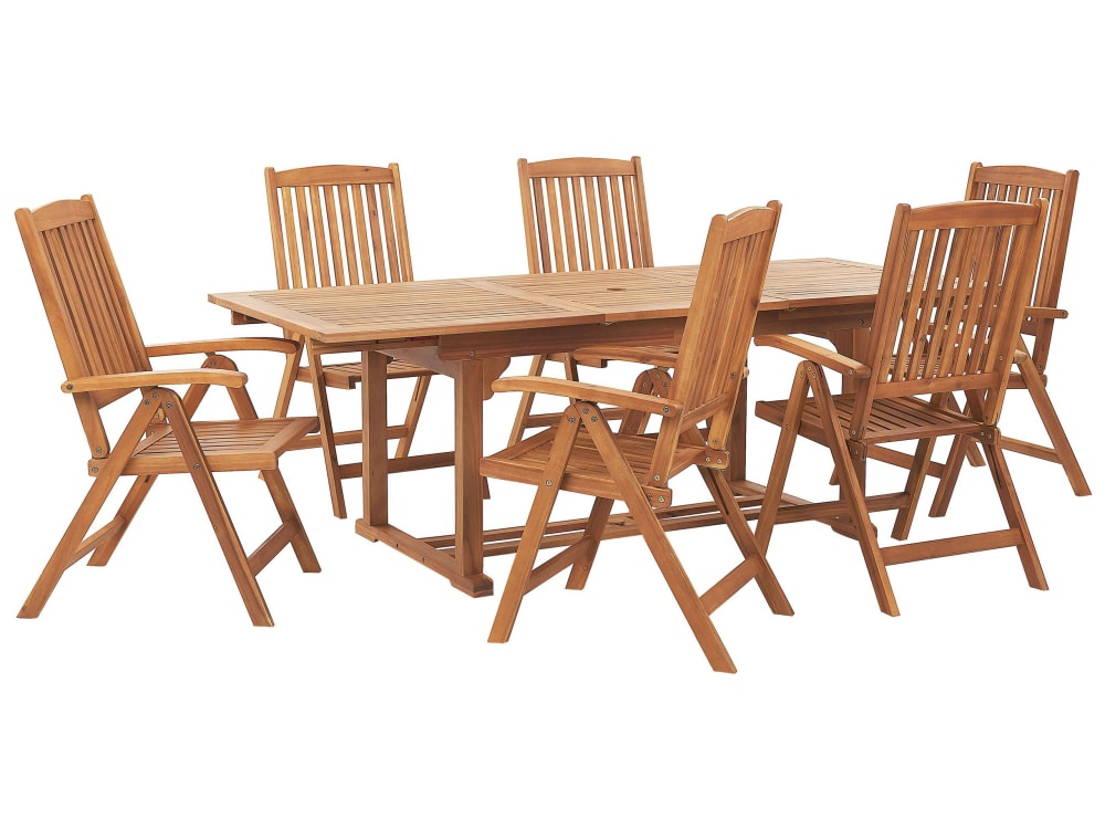 Gartentisch Set 6 Personen Aus Akazienholz, Braun