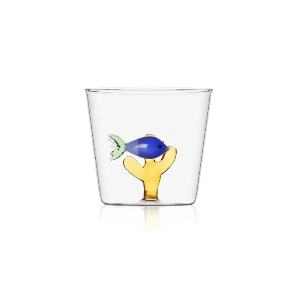 Ichendorf Trinkglas aus Borosilikatglas, Fisch und Alge, blau, 350 ml style seaside Transparent