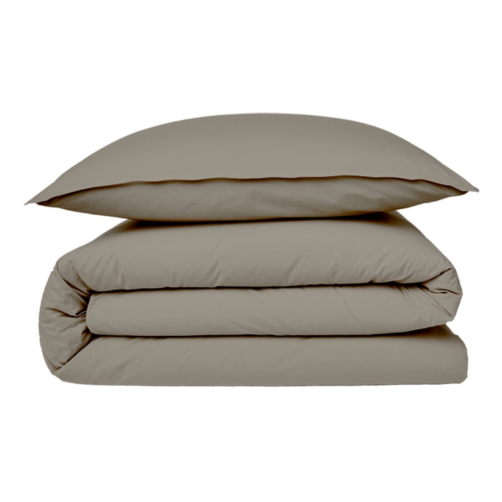 Housse de couette coton  unie vison 140x200cm