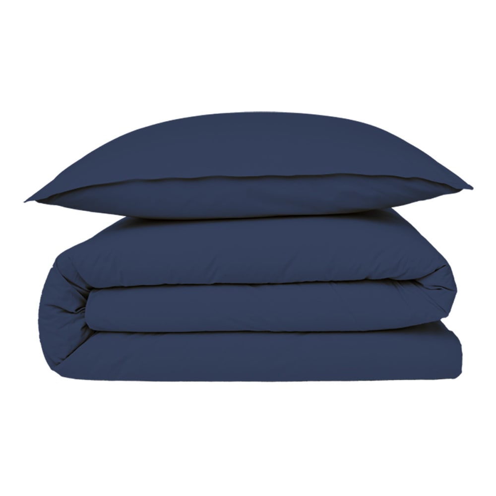 Housse de couette coton  unie bleu 260x240cm