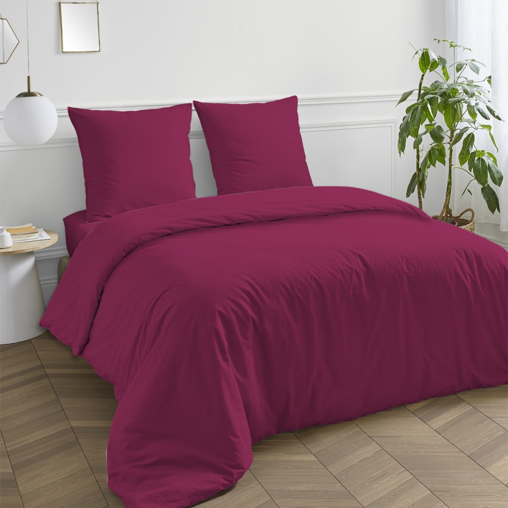 Housse de couette coton unie magenta 140x200cm — vue 4