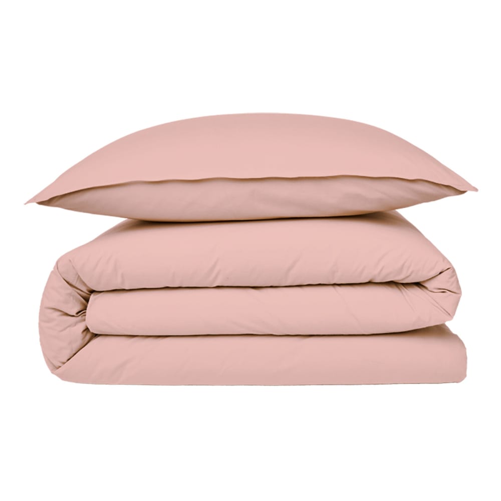 Housse de couette coton  unie rose 260x240cm