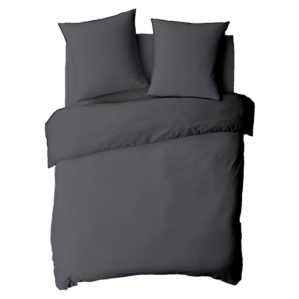 Housse de couette coton unie zinc 140x200cm — vue 3