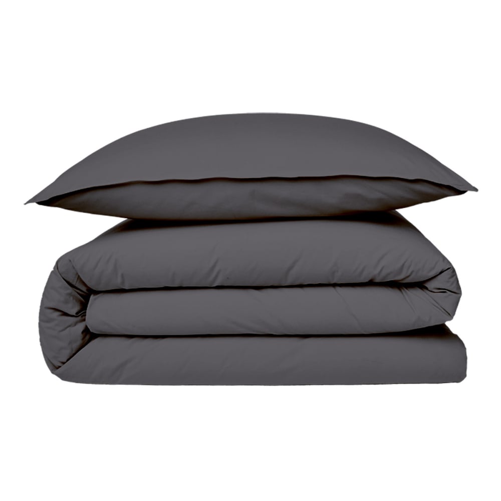 Housse de couette coton  unie zinc 200x200cm