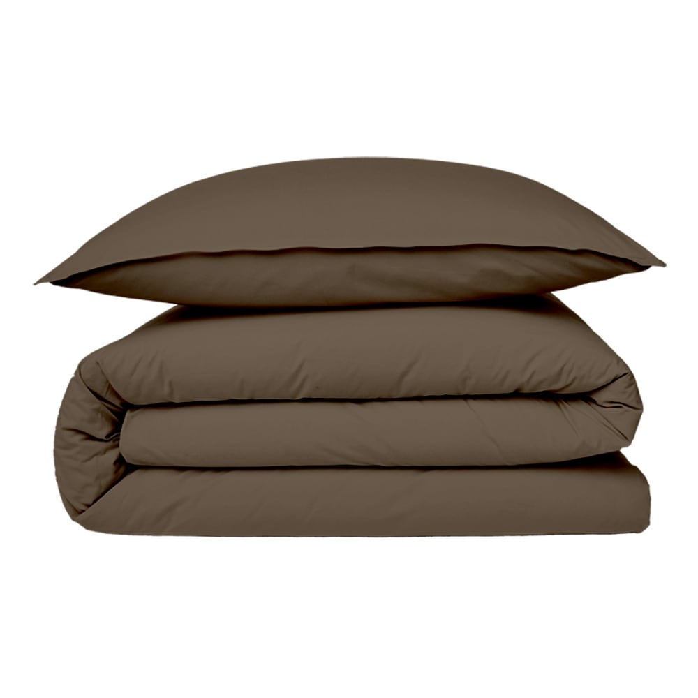Housse de couette coton  unie taupe 140x200cm