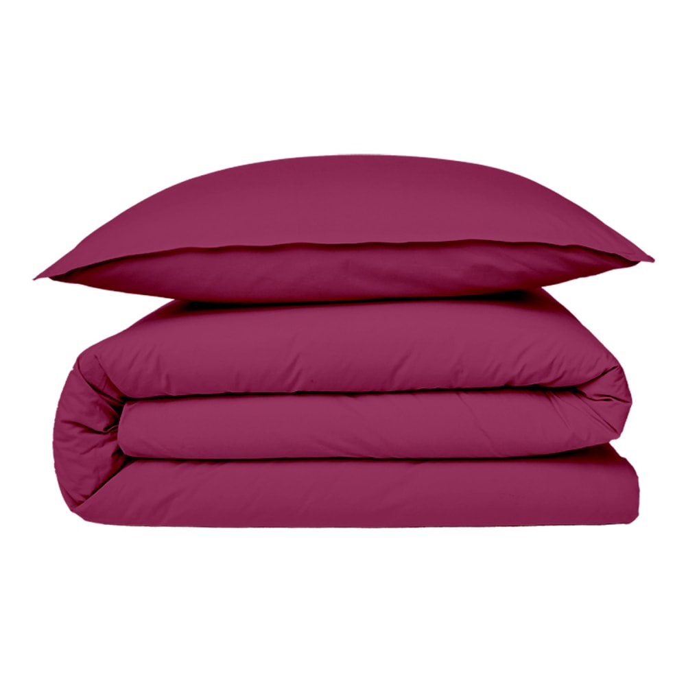 Housse de couette coton  unie magenta 200x200cm