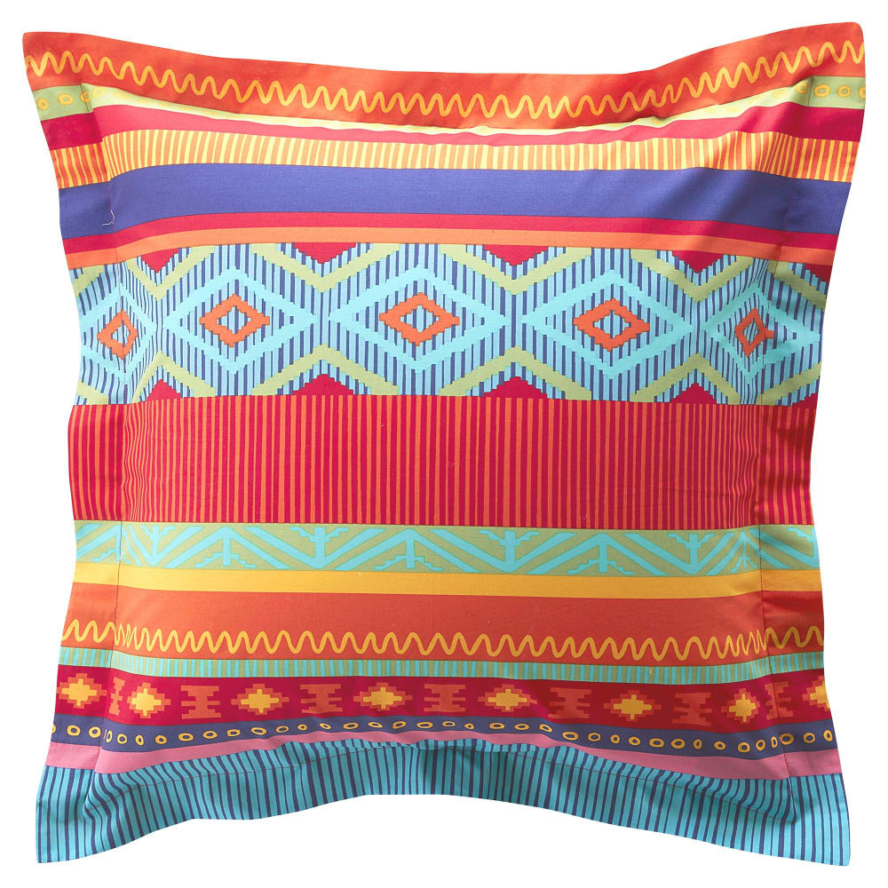 Taie volant en coton multicolore 50x70cm