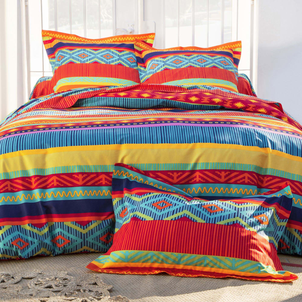 Taie volant en coton multicolore 65x65cm