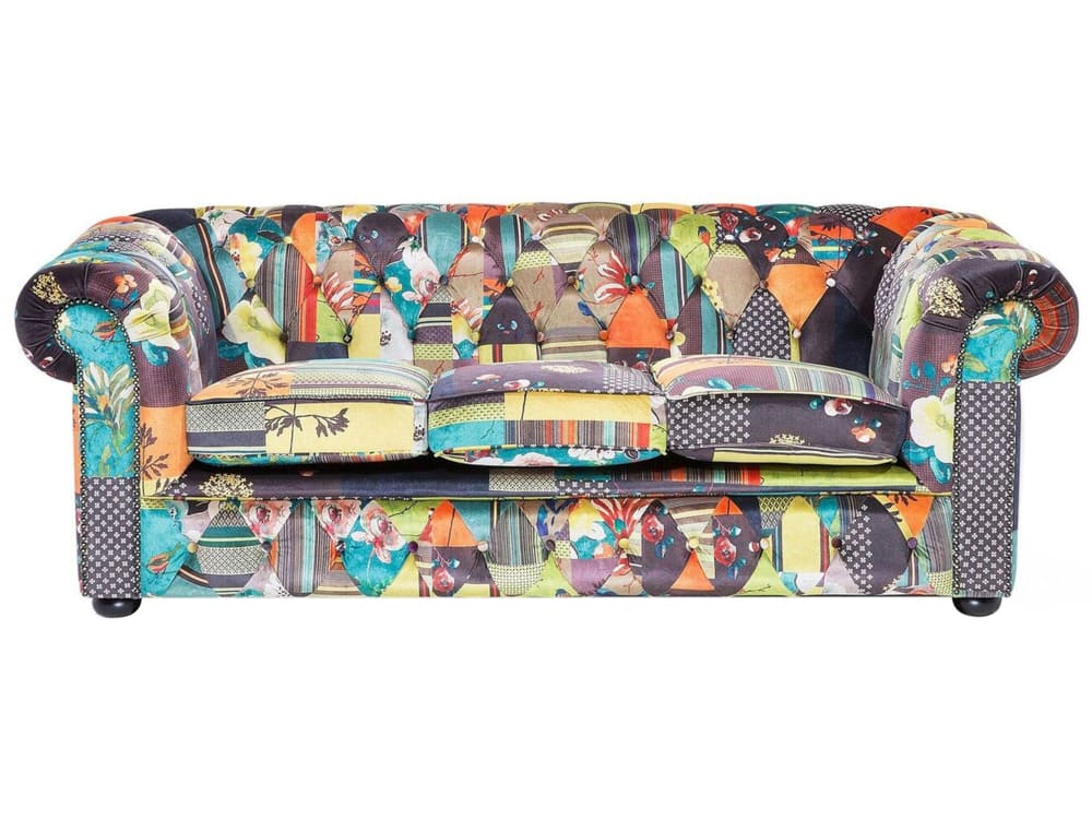 Canapé 3 places 3 personnes en tissu multicolore