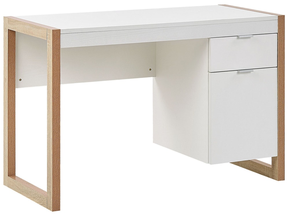 Table de bureau 112 cm 50 cm avec rangement marronblanc Table de bureau 112 cm 50 cm avec rangement marronblanc