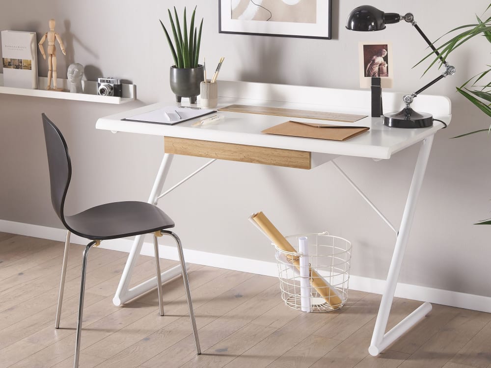 Table de bureau 120 cm 60 cm avec tiroirs blanc
