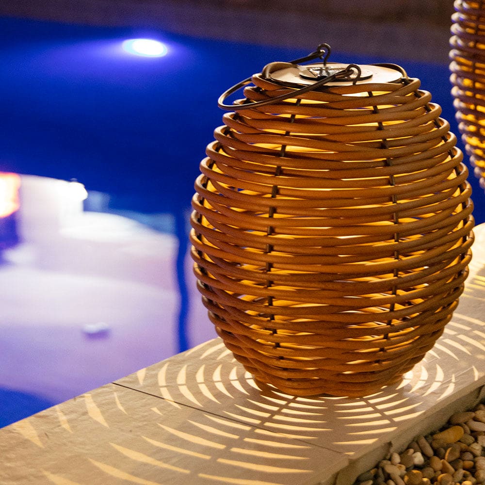 Lanterna solare ricaricabile marrone h33cm - Marrone - Rattan