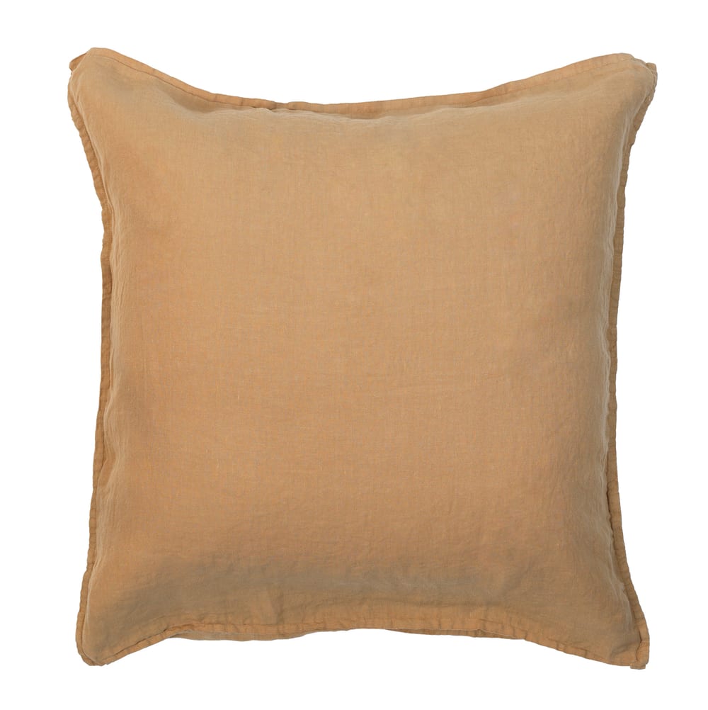 Funda de almohada lino lavado color camel 65 X 65 cm