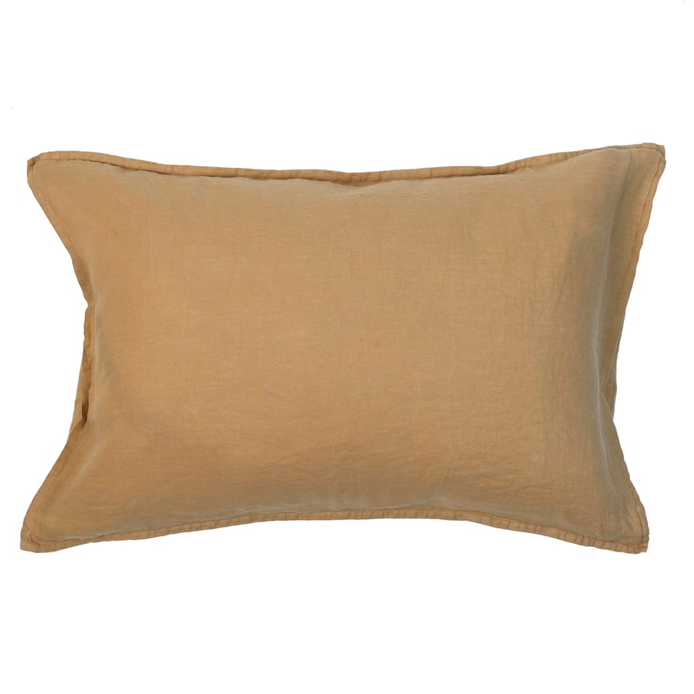 Taie d'oreiller lin lavé camel 50X70 CM