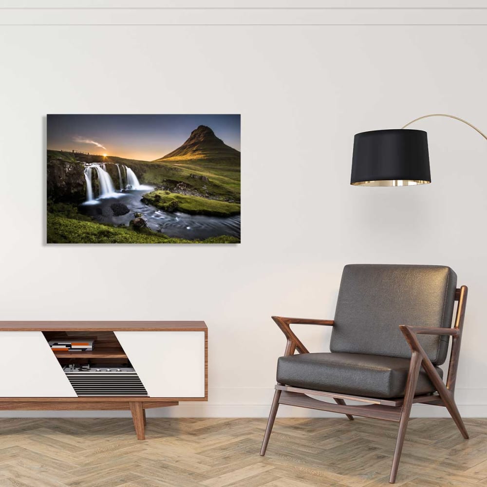 Cuadro cascada- kirkjufell islandia impresión sobre lienzo 90x60cm - Maisons du Monde