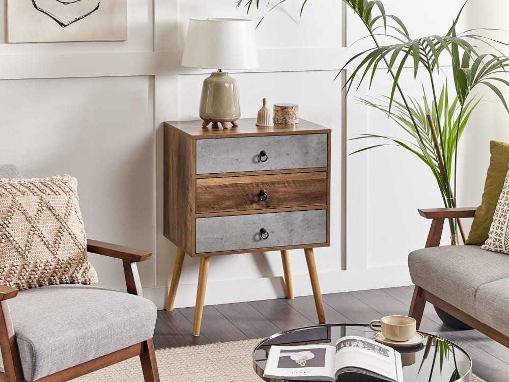 Kommode mit 3 Schubladen aus Holzwerkstoff 82cm, braun - Maisons