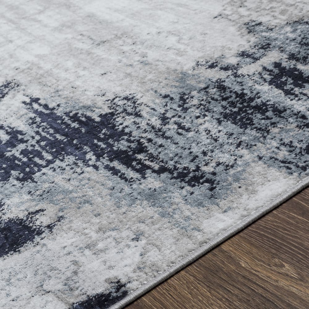 Tapis abstrait moderne bleu/blanc/gris 160x220 — vue 4