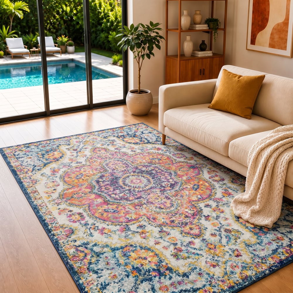 Alfombra vintage oriental multicolor/rosa 160x230