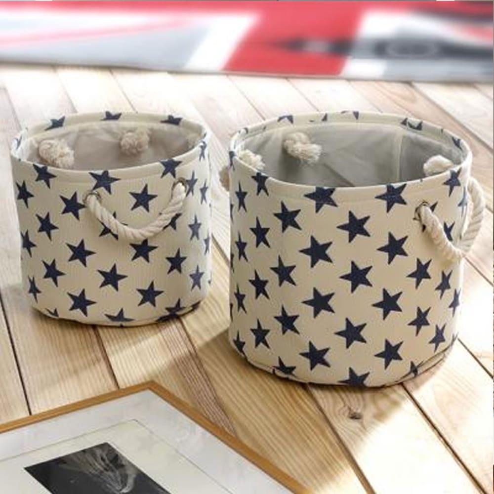 Lot de 2 paniers en toile motif constellation - blanc - Maisons du Monde