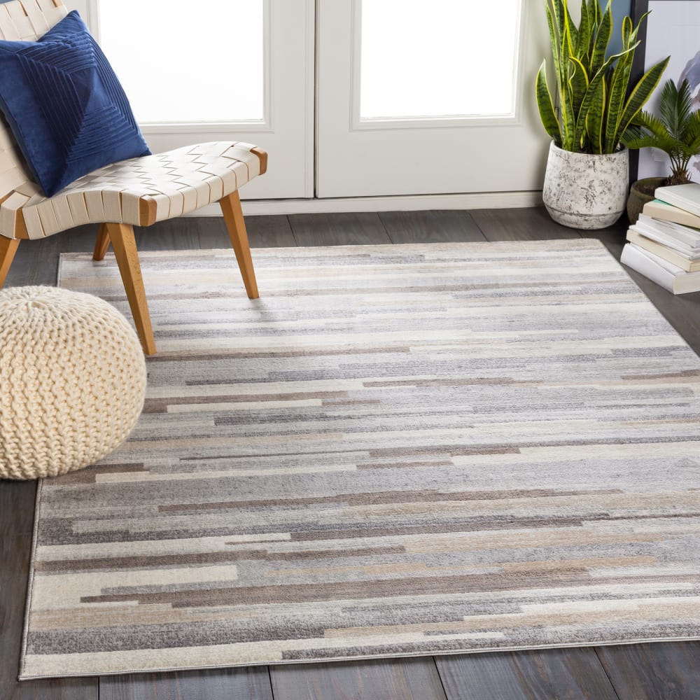Tapis scandinave moderne blanc/marron 160x215 — vue 3