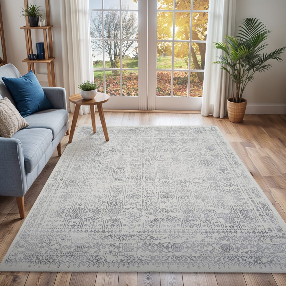 Tapis vintage oriental ivoire/gris 200x275 — vue 3